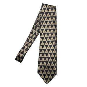 Ermenegildo Zegna 100% Silk Tie Necktie Triangle Geometric Italy Office Career